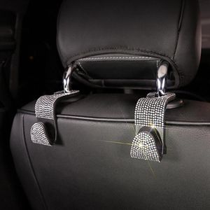 Ganchos trilhos 2pcs shinestones encostos de carro de trás gancho de gancho universal apoio de suporte de cabeça de montagem armazenamento acessórios interioresHooks