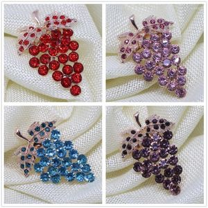 Pins broszki urocze wielokolorowe kryształowy kryształowa broszka z winogron owocowych dla kobiet Fashinon Wykwintna biżuteria różowego złotego koloru K roya22