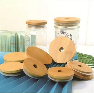 Bamboo Jar Tumbler Lid Cup Cap Mug Cover Drinkware Splash Spill Proof Top Silicone Seal Ring With Paint Coating Mold-free Dia 70mm/86mm Optional Straw Hole F0720