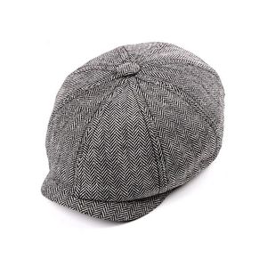 Berets Sboy Cap Baskenmütze Hut Männer Frauen Tweed Gatsby Achteckig Schwarz Weiß Herringbone Vintage Ivy HatsBerets