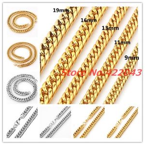 Chains 7-40" 9/11/13/16/19MM Heavy Silver / Gold Color Stainless Steel Mens Curb Cuban Chain Necklace Arrived JewelryChains