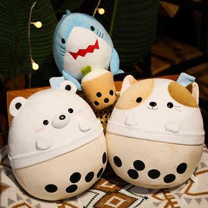 Cm Beautiful Round Bubble Bear Cat Shark Plush Toy Cartoon Animal Dolls Filled Soft Pillow For Children Girls Birthday Gift J220704