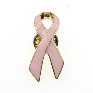 10 szt./Partia nowe broszki różowe szkliwa Wstążka Kształt Rak Rak Awareness Medical Butterfly Pins for Nurse Akcesoria