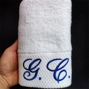 AHSNME 40X80CM 100% Cotton luxury SPA peacock Blue face large face Custom el name phone number Towel 220616