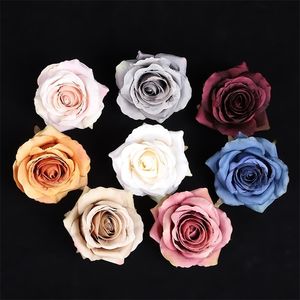 30 st konstgjorda blommor silke rosor huvud juldekorationer för hem bröllop dekorativa växter kransar brud tillbehör 220406