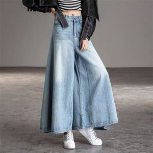 Jeans baggy cintura alta calças oversize roupas queimadas para calças femininas de tamanho grande denim mulher perna larga carga 220324