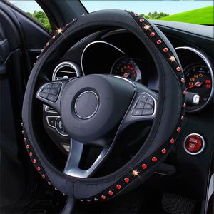 Steering Wheel Covers 37cm 38cm Cover Sleeve Interior Accessories Car Truck Rhinestones Protector Fashion Auto PU Leather Anti SlipSteering