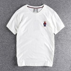 Verão Japonês Retro Manga Curta Bordado T-shirt Moda Masculina Simples Lavado Velho Tecido Escovado Puro Algodão Causal Tops 220713