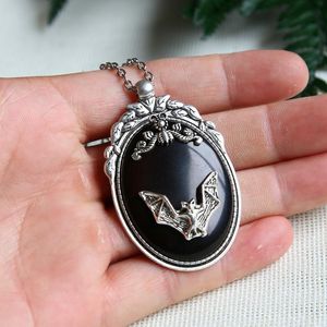 Pendant Necklaces Vampire Bat Necklace Witch Halloween Rock Gothic Victorian Silver Plated Framed Cameo Gift For LoverPendant PendantPendant