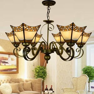 Pendant Lamps Tiffany Baroque Stained Glass Suspended Luminaire E27 110-240V Chain Lights For Home Parlor Dining RoomPendant