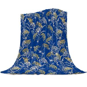 Filtar Vintage Flower Fruit Autumn Blue Flanell Filt för soffan Microfiber Throw Bedstred Cover Bed