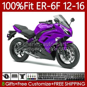 Corpo stampo ad iniezione per KAWASAKI NINJA 650R 650 R ER6 F ER 6F 2012-2016 Carrozzeria 136No.41 ER-6F ER6F 12 13 14 15 16 650-R Viola lucido 2012 2013 2014 2015 2016 Kit carenatura OEM