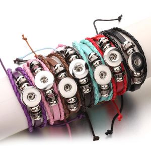 Charm-Armbänder, 10 Stück, ganze Perlen, Leder-Druckknopf-Armband, Armreif, handgefertigt, 18 mm, DIY-Schmuckherstellung, Fawn221918