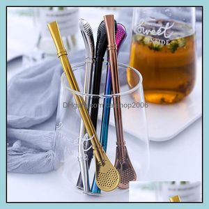 Drinking Sts Barware Kitchen Dining Bar Home Garden Colorf Filter Spoon Bombilla St Stainless Steel 304 Yerba Mate Tea Drink 15.5Cm Drop