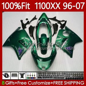 Injection Body For HONDA CBR1100 CBR 1100XX 1100 XX CC 114No.122 Blackbird CBR1100XX Dark green 1996 1997 1998 1999 2000 2001 2002 2003 2004 2005 2006 2007 Fairing