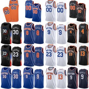 Männer Kinder Frauen Gedruckt Basketball Julius Randle Jersey 30 RJ Barrett 9 Derrick Rose 4 Kemba Walker 8 Evan Fournier 13 Mitchell Robinson 23 Schwarz Blau Weiß Orange