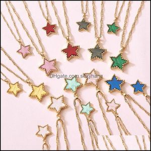 Pendant Necklaces Pendants Jewelry Women Fashion Necklace Charm Candy Color Acetic Acid Plate Star Mtilayer Clavicle Chokers Gift 2975 Q2