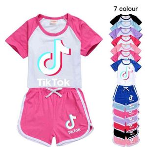 tiktok kids clothing girls summer outfits set childrens baby boy clothes tracksuit TIK TOK shorts leisure sport suit tracksuits gG211K