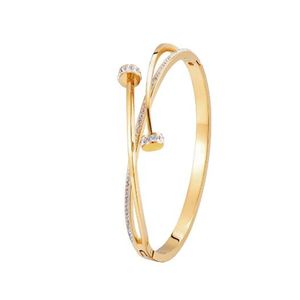 Bracciale nuovo unico doppio cristallo testa di chiodo croce bracciale in acciaio inossidabile per donna amore regalo di nozze gioielli braccialetto GC1048