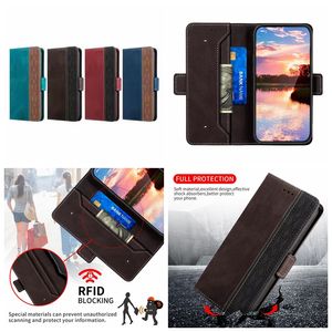 Business Leather Plånbokfodral för Redmi Note 11 Pro 4G 5G Xiaomi 12 11T Pro 11 Lite Poco X3 Hybrid Splice ID Card Slot Magnetic Holder RFID Blocking Flip Cover Purse