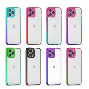 Farbverlaufs-Handyhüllen für iPhone 13 Pro Max 12 11 XR XS 6 7 8 PLUS SE Galaxy A23 A03S A03 A12 A33 A53 A22 A13 5G A02S 4G Mobile Transparentes, klares Acryl-TPU, stoßfest