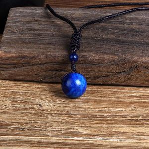 Pendant Necklaces Natural Royal Lapis Lazuli Bead Woman Transfer Good Luck Necklace Amulet Rope Chain Handmade Jewelry GiftPendant