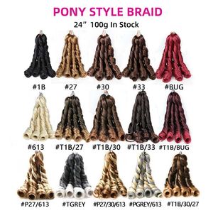 Pony tarzı tığ işi saç ombre sarışın spiral bukleler 24 inç Bouncy Silky Sentetik Gevşek Fransız Kıvırcık Dökme Örgü Saç Uzantıları