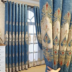 Luxury European Tulle Curtains Blackout Window Curtain for Living Room Bedroom Embroidery Modern Decoration Drapes Blinds 220511