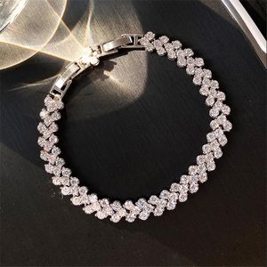 Choucong Roman Wedding Bracelets Luxury Jewelry 18K White Gold Fill Round Cut White Topaz CZ Diamond Gemstones Party Women Promise Bangle For Lover Gift