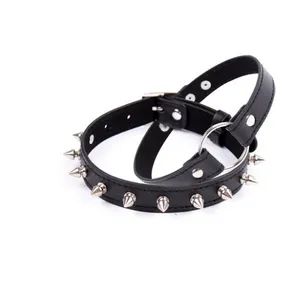 Full Body Massager Sex toys masager Candiway-Adjustable black PU leather bondage collar necklace with steel O-ring Bondage restraint adult play for lovers UKE4 USU8