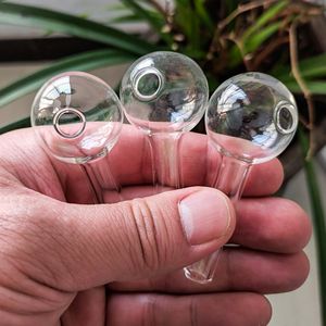Pyrex Glass Oil Burner Pipes Thick Smoking Tubes 2.7 inch Length 30mm Big Ball Transparent Clear Glass Pipe for Dab Rig Bong Water Bubbler Hookah Shisha Wholesale
