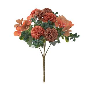 Dekoracyjne kwiaty wieńce pęczce 27 cm jedwabna róża sztuczna fałszywa bukiet naśladowany hortensja ślub domowy pulpit