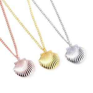 Pendant Necklaces Fashion Seashell Clam Beach Mermaid Po Locket Necklace Gold Rose Chain Long Neckace For Women JewelryPendant