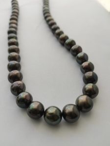14k Black Gold-Kette großhandel-Ketten mm natürliche echte runde tahitianische schwarze Perlenkette K Gold Fine Juwely Geschenke