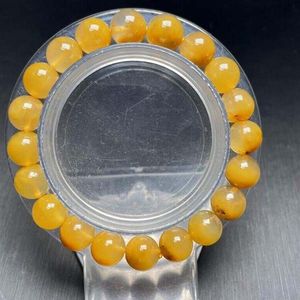 Rare Natural Brazil Yellow Rabbit hair Quartz Bead Stretch Bracelet AAAAA