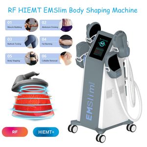 Salongebrauch RF HIEMT EMS-Therapie zum Abnehmen, vertikal, 4 Griffe, Emslim Neo, hochintensiv, fokussiert, elektromagnetisch, Muskelaufbau, Körperformungsmaschine mit RF