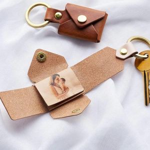 Sublimation Envelope Photo Keychain Party Favor Heat Transfer Leather Key Rings Blank PU Single Side For Sublimating Christmas Valentine Pendants Gifts SN4535