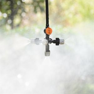 Hanging sprinkler system cross water Fog nozzle Atomizing fog WATER SPRAY To Drip irrigation garden 15set T200530