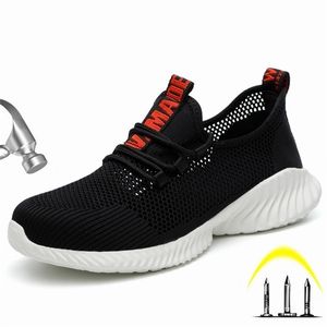 Breathable Mens Safety with Steel Toe Cap Nonslip PunctureProof Men Work Boots Lightweight Shoes Working Sneakers Y200915