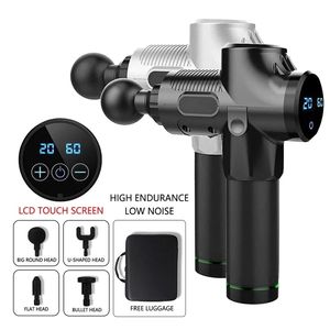 LCD Muscle Deep Musple Gun Massage Pistol Back Head Neck Massager para Máquina de massagem de fitness de face do corpo Vibrador elétrico 220530