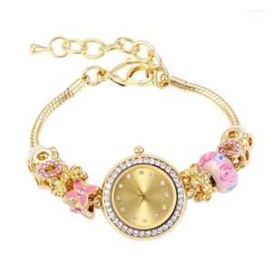 腕時計の女の子の時計カジュアルダイヤモンドの女性時計学生ファッション小さなギフトブレスレットローズゴールドメンズウォッチウェストウォッチhect22