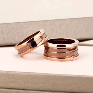 Europe America Style Ring Men Lady Women Stainless Steel Engraved Letter Inserts Coffee Cermet Two-band Tour-band 18k Gold Lovers Rings