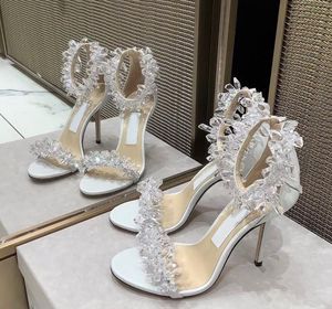 Luxo Sandália de verão Sandálias Crystal Pearl Sandals Sapato Torno