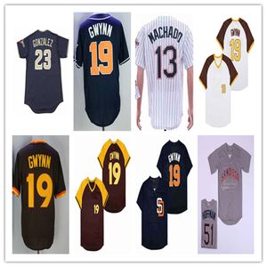 Koszulka baseballowa San Diego Vintage 21 KEN CAMINITI 19 TONY GWYNN 12 STEVE FINLEY 51 TREVOR HOFFMAN 23 ADRIAN GONZALEZ 9 BENITO SANTIAGO 31 DAVE WINFIELD Retro