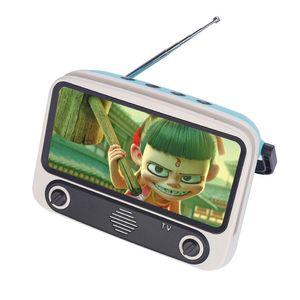 3 i 1 trådlös Retro TV Mini Bärbar Bluetooth Bass Högtalare Mobiltelefon Hållare Stativ Högtalare Retro Fotoram Girl Present