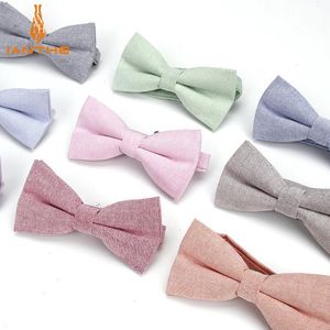 Brand Men Bow Tie Cotton Kids Casual Butterfly Cravat Red Blue Pink Solid Bowtie Tuxedo Bows Male Parents Chlidren