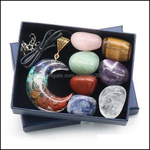 Stein Lose Perlen Schmuck 7 Chakra Set Reiki Natural Crystal Ornamente Moon Pentagramm Irregar Rock Quarz Yoga Energy Perlen Heilung Kunsthandwerk