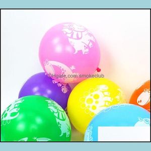 Eventos de decoração de festa fornecem um jardim festivo de dinossauro estampado Balão de látex de 12 polegadas Balões colorf favorece decorações de chá de bebê