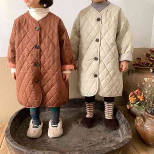2021 Зимние девочки мальчики Лонг Парка Дети Дети, Дети, густая теплая куртка, верхняя одежда два цвета J220718
