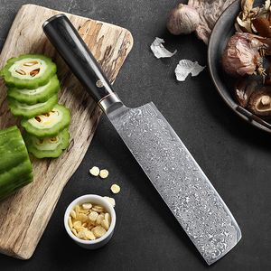 Kökskniv kock japansk kniv damascus stål knivse klippt kött nakiri slaktverktyg skivning santoku matlagningsverktyg